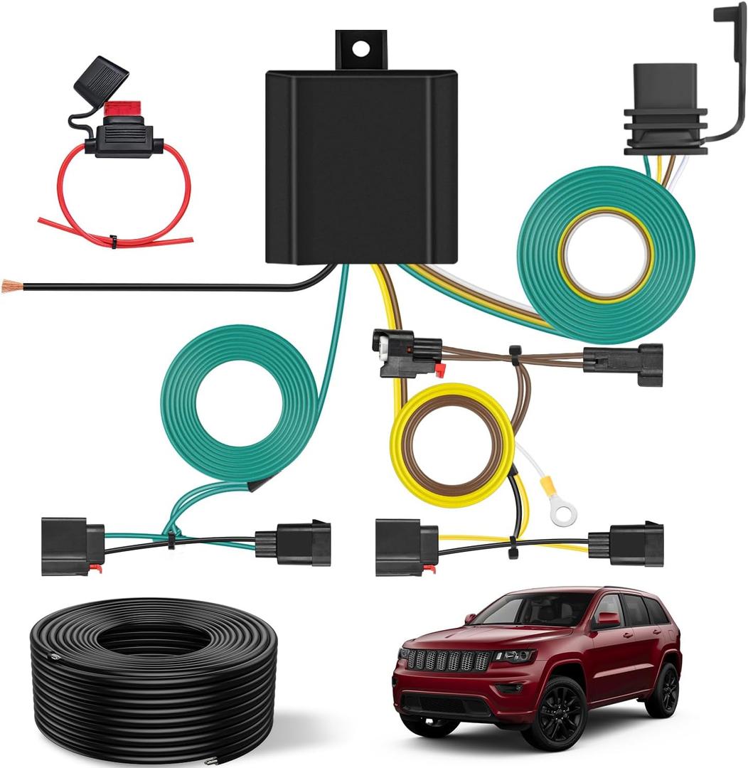 Nilight 4 Pin Trailer Wiring Harness Kit 56426 Vehicle Standard 4 Way Connector Custom for 2014 2015 2016 2017 2018 2019 2020 2021 Jeep Grand Cherokee 2022 Grand Cherokee WK Simple Fit Hitch
