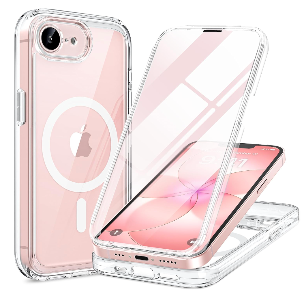 Miracase for iPhone 17e Case & iPhone 16e Case, FullBody Phone with Builtin Glass Screen Protector, [Magnetic with MagSafe] Military Drop Proof 17 E/ 16 E Cover Bumper 6.1 inch, Clear