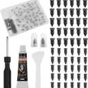 4 x 60PCS Car Tire Repair Rubber Nail Kit,Self-Tapping Tire Plug Kit Includes Tires Repairs Screws/Screwdrivers/Glue,Professional Tires Repair Screws Kits for Cars/Motorcycle