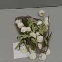 Laelfe Artificial Kiku Flower White - 5 Pcs Fake Pompon Mums Silk Small Chrysanthemum Faux Ball Fall Flower Stem Decor for Autumn Wedding Filler DIY Bouquet Centerpieces Arrangements Shower