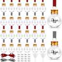 32 Pack Christmas Booze Balls, Fillable Christmas Tree Hanging Ornaments Clear Plastic Water Bottle Bulbs Pendant Ball with Plaid Ribbon and Stickers for Xmas Home Party Decor(Ball)