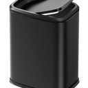 Cesun 2.1 Gallon Bathroom Trash Can with Swing-Top Lid, Small Stainless Steel Garbage Can with Removable Inner Bucket, Slim Waste Basket for Home, Office, Toilet, Bedroom, Living Room (Black)