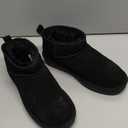 DREAM PAIRS Ankle Winter Mini Boots for Women Genuine Suede Faux Fur Lining Water Resistant Warm Snow Boots Slip On Memory Foam Comfort Booties FuzzyClassic (7,5, Black)