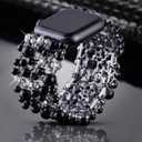 VIQIV Bling Bands Compatible with Apple Watch Band 38mm 40mm 41mm 42mm 44mm 45mm 49mm Iwatch Series SE 9 8 7 6 5 4 3 2 Ultra, Diamond Rhinestone Metal Pearl Dressy Bracelet Wristband Strap for Women
