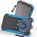 Power Bank Portable Solar Charger, Wireless Fast Charging Battery Pack, 20000mAh Capacity USB-C Input, 6 Outputs, Dual LED Flashlight, USB Battery Pack for Cell Phone Camping Travel Emergency (Blue)