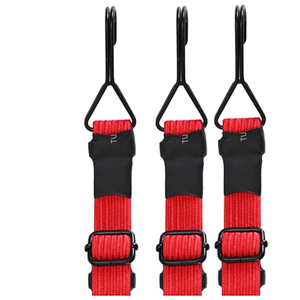 3 Pcs 40'' Red Heavy Duty Flat Adjustable Bungee Cords with 200 Lbs Max Break Strength & Easy-to-Adjust Metal Buckle, Outdoor Bungee Straps with Hooks for Camping, Tarps, Bike Rack, Tent, Truck, etc