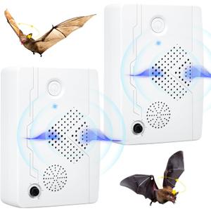 2026 Upgraded Bat Fortress Mini Repeller Indoor Deterrent Adjustable Ultrasonic Bat Repellent Devices Outdoor Battery Operated Bat Repeller, Friendly to Human & Pet (2Pack)