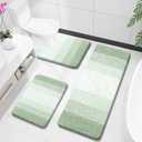 OLANLY Bathroom Rugs Sets 3 Piece, Soft Absorbent Microfiber Bath Mats and U-Shaped Contour Toilet Rug, Plush Shaggy Bath Mat Set for Bathroom (47"x20"+24"x16"+24"x20", Sage Green)