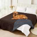 Smiry Waterproof Dog Bed Cover Pet Blanket, Soft Washable Dog Blanket for Furniture Bed Couch Sofa Reversible, Checkered (82"x102", Chocolate/Dark Grey)