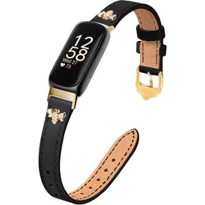 Slim Leather Bands Compatible with fitbit inspire 3 bands, Charms, Feminine Design for fitbit inspire 2/1