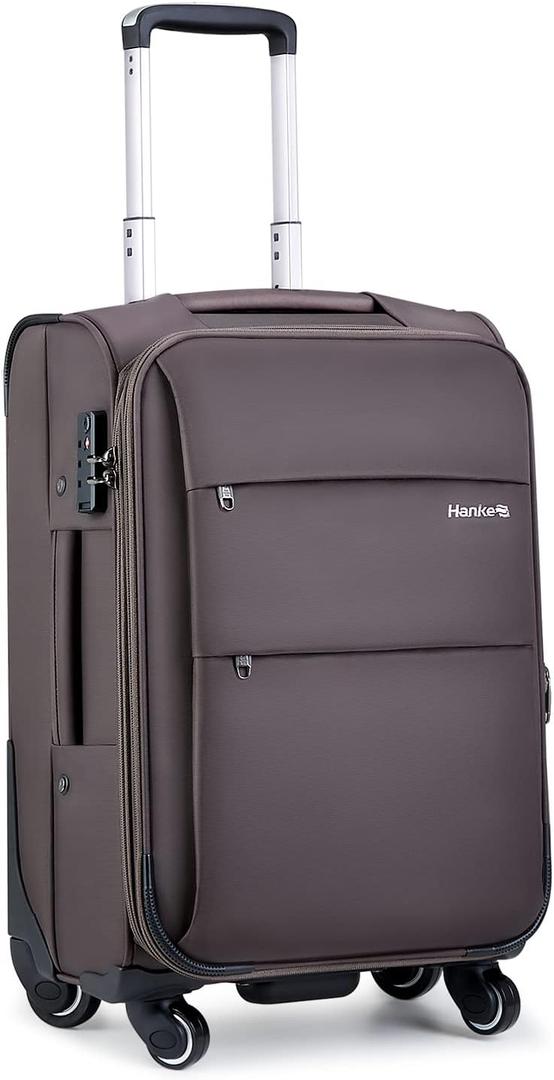 Hanke 20 Inch Expandable Carry On Luggage 22x14x9 Airline Approved Softside Suitcases with Wheels Lightweight Travel Luggage Rolling Suitcase with Lock for Men and Women.(Coffee) Hanke 20 Inch Expandable Carry On Luggage 22x14x9 Airline Approved Softside Suitcases with Wheels Lightweight Travel Luggage Rolling Suitcase with Lock for Men and Women.(Coffee)