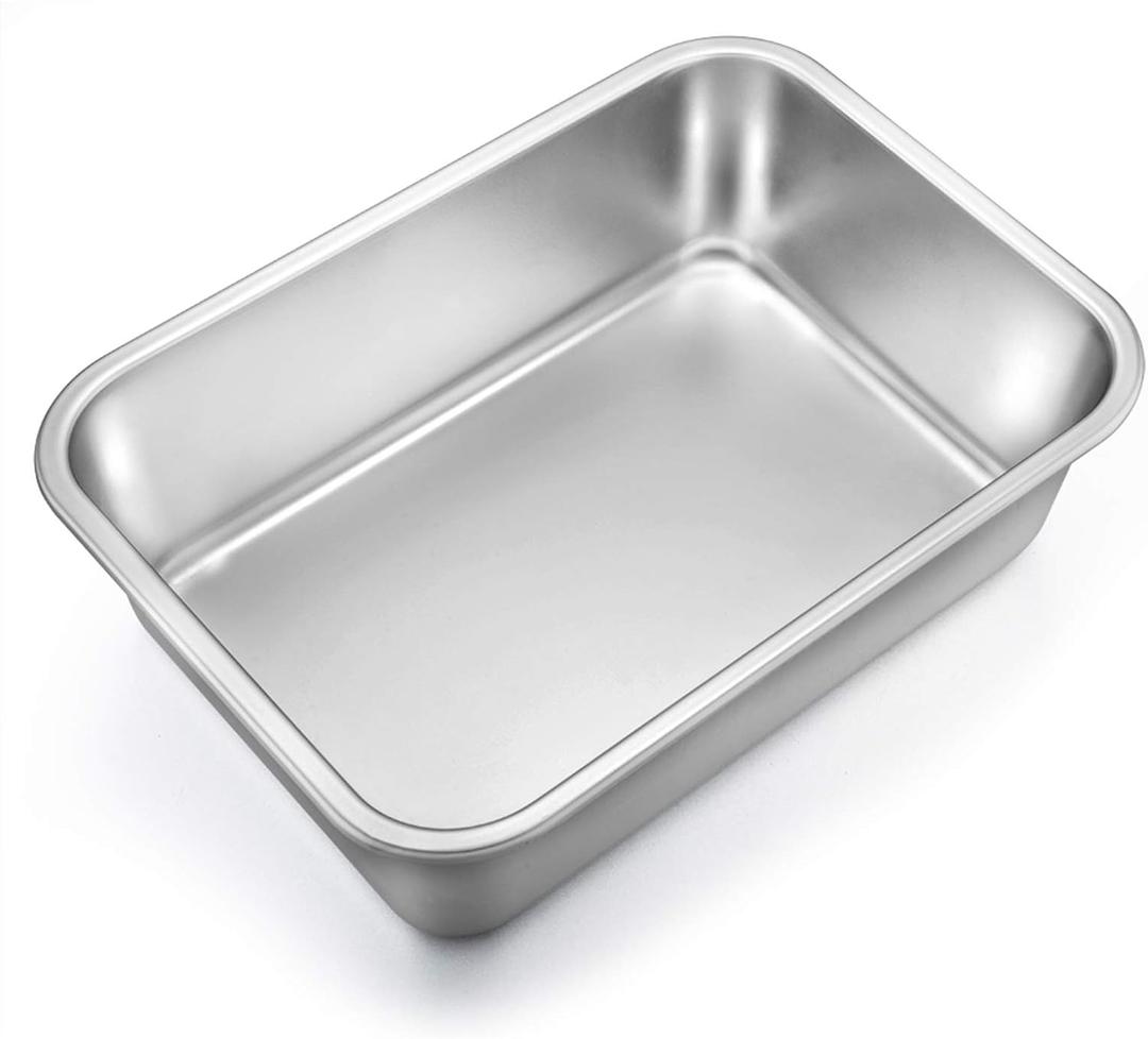 TeamFar Lasagna Pan, Rectangular Cake Pan Brownie Bake Dish Stainless Steel, 12.75103.2", Heavy Duty & Healthy, Deep Side & Brushed Surface, Easy Clean & Dishwasher safe