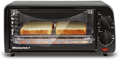 Elite Gourmet ETO236 Personal Compact 2 Slice Countertop Toaster Oven with 15 Minute Timer & Adjustable Temperature, Bake, Broil, & Toast, Black