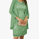 GRACE KARIN Women's Sequin Dress - Wedding Guest & Mother of The Bride Formal Dress - Two Piece Knee Length, Size -L-XL