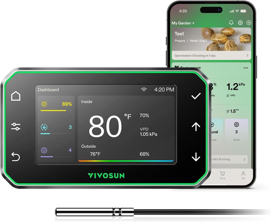 VIVOSUN GrowHub Controller E42A+ for Grow Tent, Smart Environmental WiFi-Controller with Temperature, Humidity, VPD, Timer, Cycle, Schedule Controls, Cooling Ventilation Lighting Programming
