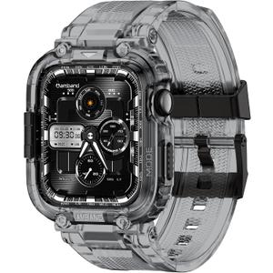 amBand Bands Case Compatible with Apple Watch Series 11/10 46mm, M1 Sport Rugged Heavy Duty Cover Tactical Strap Military Grade Protective Bumper Protector for iWatch 46 mm Men, Crystal Black