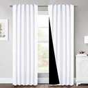 NICETOWN Full Shading Curtains, Super Heavy-duty Black Lined Blackout Drapes with Rod Pocket & Back Tab for Bedroom, Privacy Assured Window Treatment (Pure White, Pack of 2, 52 inches W x 95 inches L)
