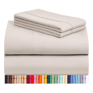 LuxClub 4 PC Sheet Set Bed Sheets Deep Pockets 16" Eco Friendly Wrinkle Free Cooling Machine Washable Hotel Bedding Silky Soft - Mocha California King