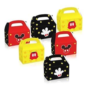 JAMNSY 24Pcs Cartoon Mouse Gift Box, Cute Party Favor Candy Boxes with Handles, for Boys and Girls Birthday Party Gift Giving & Decorations Supplies - 3 Styles