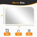 30"x50" Gold Metal Framed Bathroom Mirror for Over Sink | Rounded rectangle shape. Shatterproof HD glass, all mounting hardware for bathroom, bedroom, entryway.