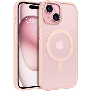 BENTOBEN for iPhone 15 Case, for iPhone15 Phone Case Compatible with MagSafe, Translucent Matte Magnetic Cover Shockproof Women Girl Protective Cute Case for iPhone 15 6.1", Baby Pink