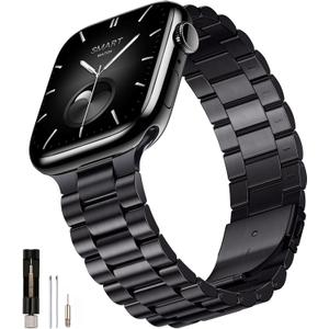 SUNFWR Compatible with Apple Watch Band 44mm 45mm 42mm 46mm 49mm for Men Women, Stainless Steel Metal iWatch Band for Apple Watch Series 11/10/9/8/7/6/5/4/3/2/1/SE/SE2/SE3 Ultra3/2/1 (No case) (Black)