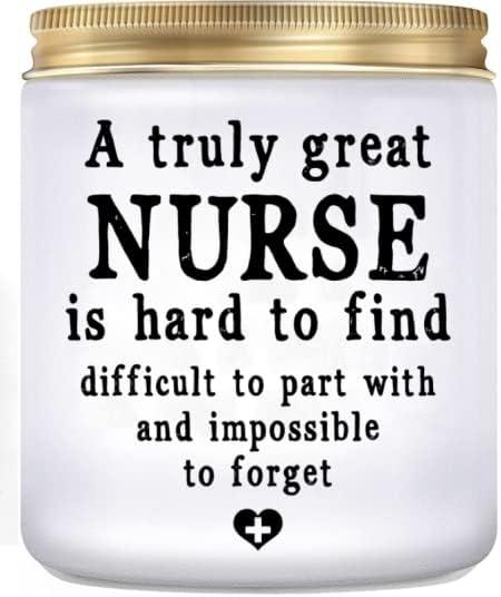 Nurse Gifts for Women Nurse Practitioner Gifts 7 OZ Lavender Scented Candles School Student Nurse Graduation Gift Funny Retirement Bulk Presents Eco-Friendly Long Lasting Natural Soy Max Candle (Great Nurse White)