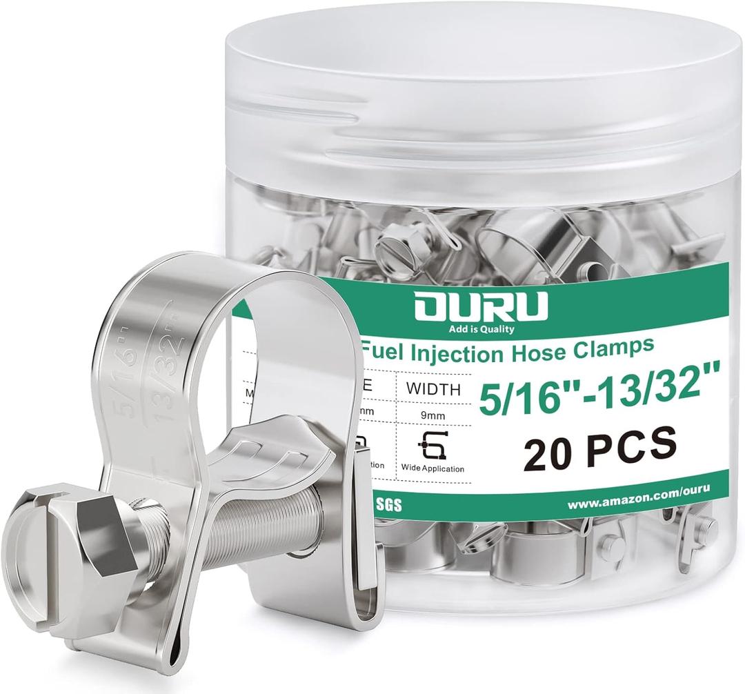 Fuel Line Clamp 304 Stainless Steel,20PCS Adjustable 5/16"-13/32" Dia (8-10mm) Mini Fuel Injection Gas Line Hose Clamps,Pipe Clamp for Automotive,Diesel Petrol Pipe