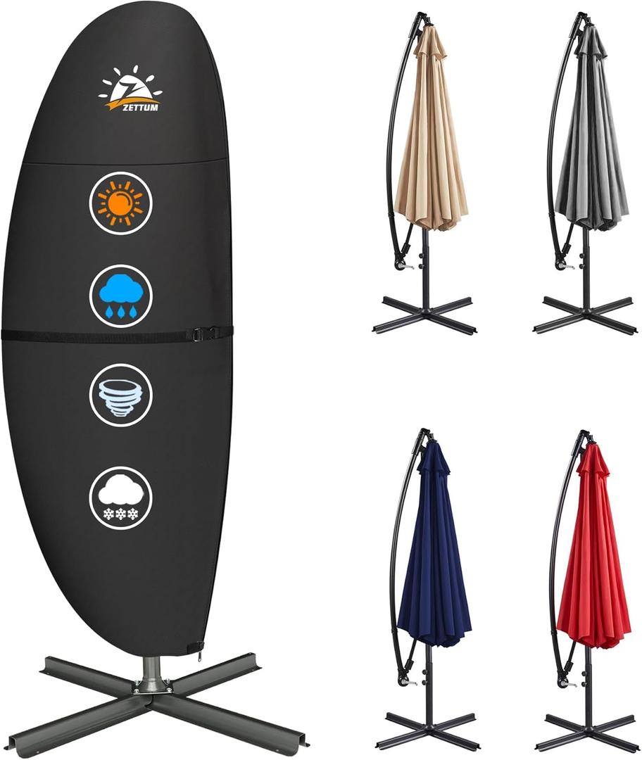 Patio Umbrella Cover - 600D Waterproof & Heavy Duty, Large Offset Banana Parasol Cover for 7.5-11.5 FT