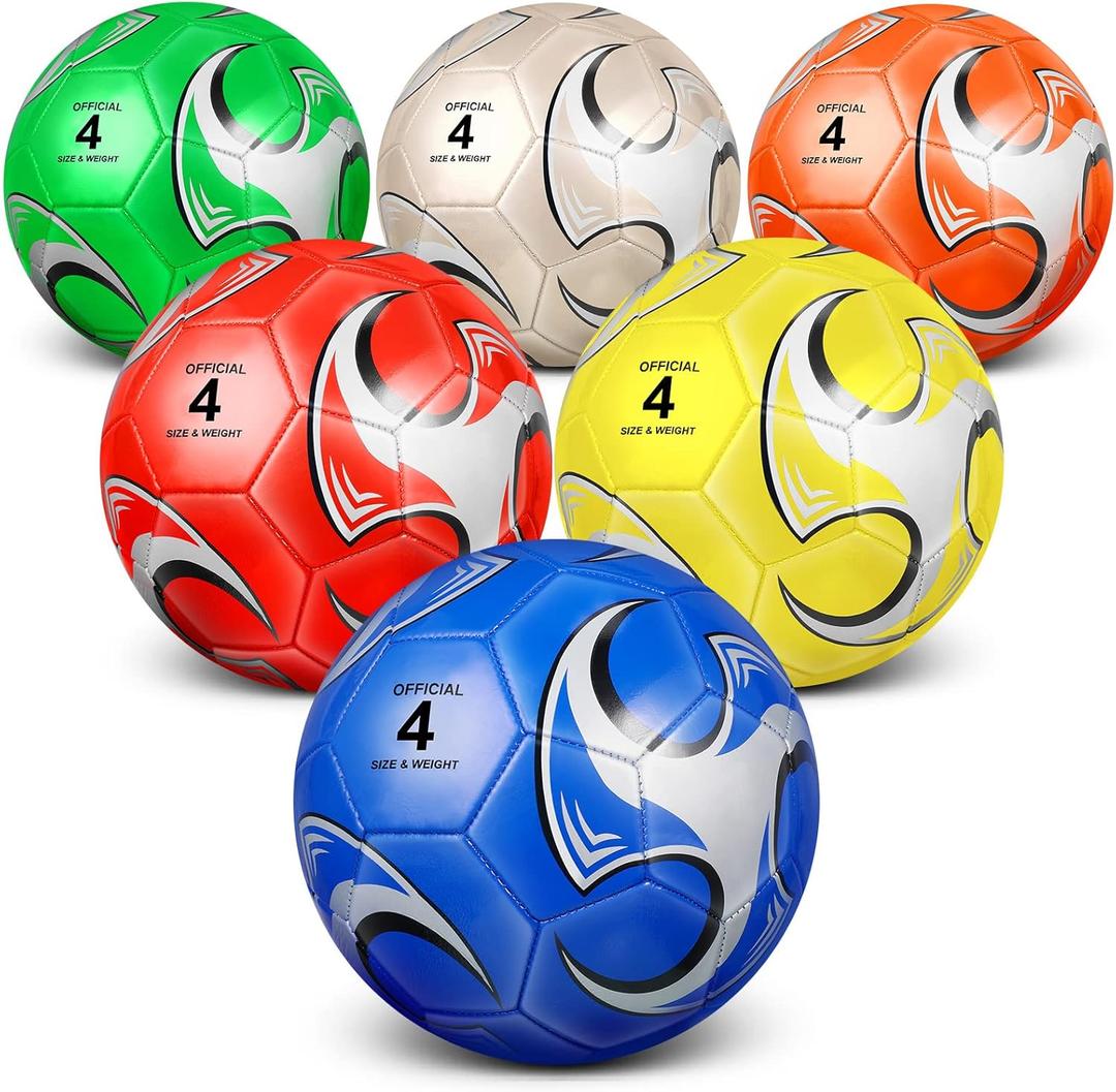 Deekin 6 Pcs Soccer Ball with Pump Official Outside Sport Soccer Machine Stitched Ball for Training Practice Gift for Child Adult (Size 4)