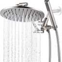 G-Promise All Metal Dual Shower Head Combo, 8 Inch Rainfall Shower Head, Handheld Spray Wand, Smooth 3-Way Diverter, with Adjustable Extension Arm, 71 Inches Long Hose (Brushed Nickel)