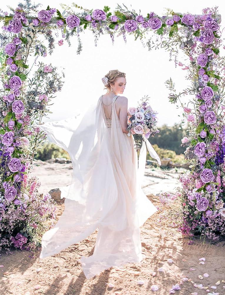 DearHouse Artificial Peony Flower Garland  6ft/Strand Silk Peony Garland with Pink Flowers for Wedding Party Table Decoration,Deep Ruby (Wisteria)