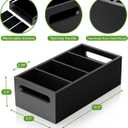 DRASTAR Pantry Organization and Storage Bins, Seasoning Packet Organizer with Removable Dividers,Wooden Storage Caddy for Kitchen, Pantry, Cabinet, Countertop, Black