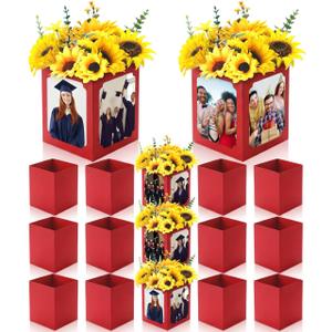 Spiareal 12 Pcs Graduation Box Centerpieces for Table 6/7 Inch Photo Display Congrats Grad Party Favor Gift College Picture Box Photo Props Frame for Graduation Table Decoration(Red)