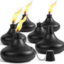 Upgraded Tabletop Torches Set of 6, 24oz Citronella Candles for Outdoor, Metal Table Top Torches for Outside, Refillable Torch Lanterns for Patio, Yard, Deck, Garden, Party (Black 6 PCs)