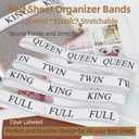 6 x Bed Sheet Organizer Bands,Sheet Organizer and Storage for Linen Closet -Bed Sheet Bands for Organizing-Sheet Labels for Bedding,Elastic Bands for Sheets,Bedding Sheet Keepers Straps(Queen 4PCs Pack)