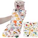 21.45" Self-Adherent Cat Wrap for Cutting Nails, Anti-Runaway Scratch Bitten Adjustable Cat Swaddle Wrap for Stress-Free Nail Trimming, Bathing, Cat Grooming Supplies
