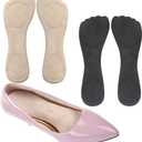 High Heel Inserts for Women - Adhesive Velvety Cushioning Insoles, Anti-Slip Gel Cushions for Pain Relief, Shoe Inserts for Dress Shoes, 2 Pairs, Beige+Black (5-8 US size)