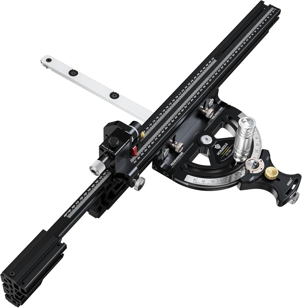 HONGDUI MG21 Precision Miter Gauge System, with 36inch Extended Fence & Micro Adjustable Flip Stop, Fit 3/8 x 3/4" T Slot for Table Saw Router Table
