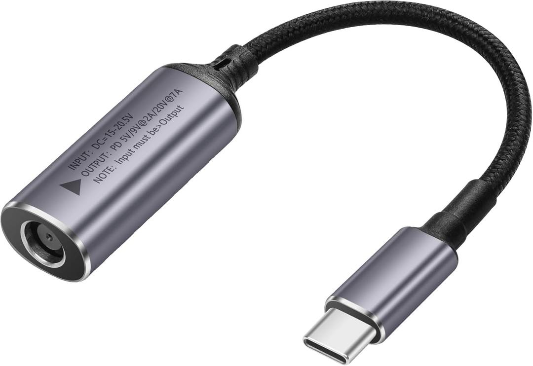 SinLoon PD 140W DC7450 to USB C Cable DC 7.4mm x 5.0mm Female(7.4 x 0.6mm) Input to Type C Male Power Charging Cable with PD Automatic Identification Chip,for Phones,Tablets,Laptops(DC7450)