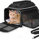 Petskd Top and Side Expandable Pet Carrier 17x12x8.5 Inches JetBlue Frontier Spirit Airline Approved, Soft-Sided Carrier for Small Cats and Dogs with Locking Safety Zipper and Anti-Scratch Mesh(Black)