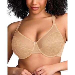 HSIA Minimizer Bras for Women Enchante Lace Underwire Bra for Heavy Breast (Beige), 38D