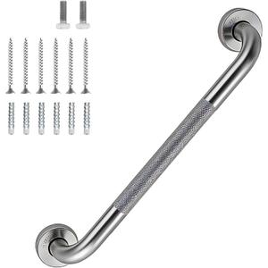 16 Inch Shower Grab Bar 1.25" Dia Brushed Nickel Anti Slip Bathroom Grab Bar, 304 Stainless Steel Knurled Handicap Grab Bars, Safety Support Handrail Bath Shower Handle for Elderly Injury Senior