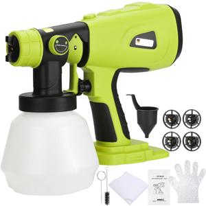 Cordless Paint Sprayer for Ryobi One+ Plus 18V Li-ion Battery,200W HVLP Brushless Motor Handheld Paint Sprayer Gun with 4 Size Nozzles 3 Patterns for Furniture Walls Fence Door(No Battery)