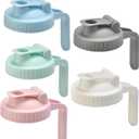 5 Pack Wide Mouth Mason Jar Pitchers, Leak-proof Flip-top Drinking Lids fits Wide-mouth Mason Jars, Cold & Hot Drink Mason Jar Lids with Handle  Anti-slip & Dishwasher Safe