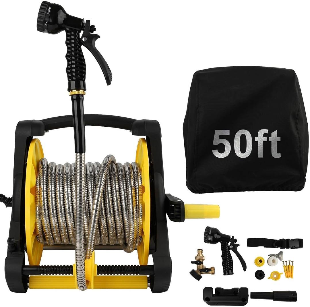 Expandable Garden Hose 50ft with Multifunctional Spray Nozzle, Lightweight Portable Water Hose, Non-Kink Garden Hose Easy to Store Garden Tools for Watering Lawn Yard Car -Includes Carry Bag