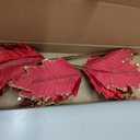 vctops 6 Pcs Poinsettia Artificial Flowers Christmas Tree Ornaments Velvet Glitter Magnolia Flowers for Xmas New Year Party Wedding Holiday DIY Decorations, Red