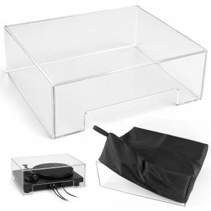 Universal Acrylic Turntable Dust Cover with Double-Layer Nylon Cover, 17.7 x 14.9 x 5.7 inches