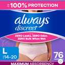 Always Discreet Incontinence Underwear Women's - Maximum Protection - Large - 76ct