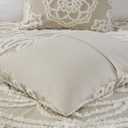 Madison Park Laetitia Lightweight 100% Cotton Quilt Set, Breathable Chenille Tufted, Shabby Chic Boho Medallion Design, Sham, Floral Ivory w/ Tassels, King/California King (104 in x 92 in) 3 Piece
